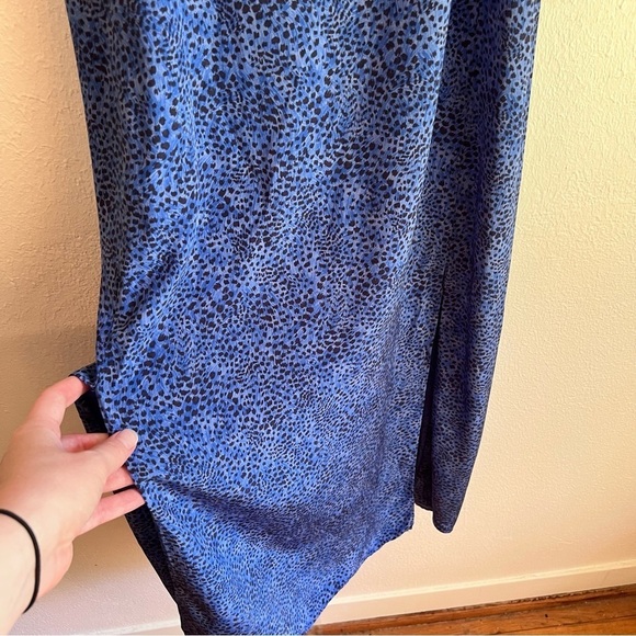 & Other Stories leopard print midi slip dress in blue, size 4 - Picture 11 of 11